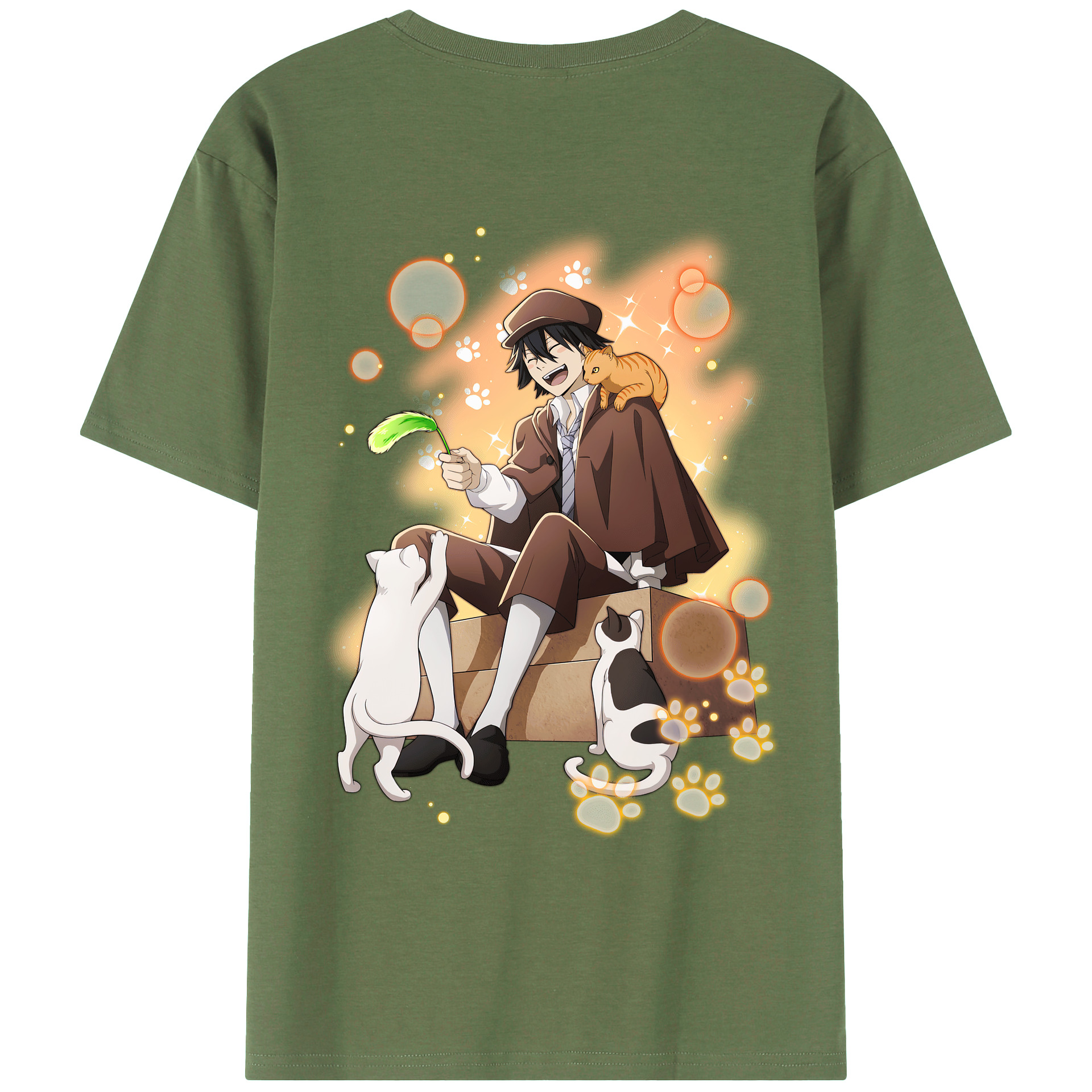（画像用） 文豪ストレイドッグス Bungo Stray Dogs 綿100％ メンズ半袖Tシャツ（バックプリント） 通気性